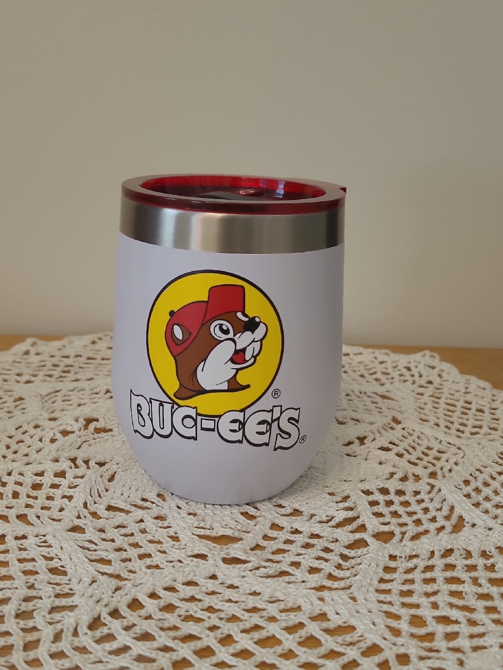 White & Red Insulated Travel Tumbler